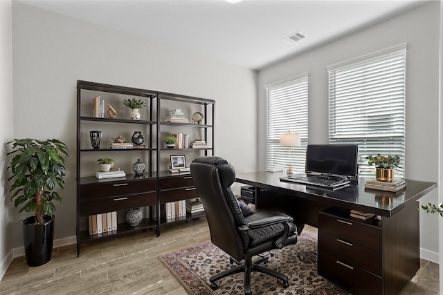 office featuring light wood-type flooring