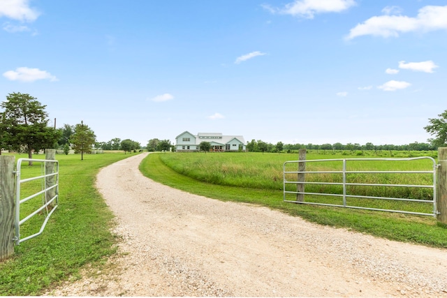 view of road with a rural view