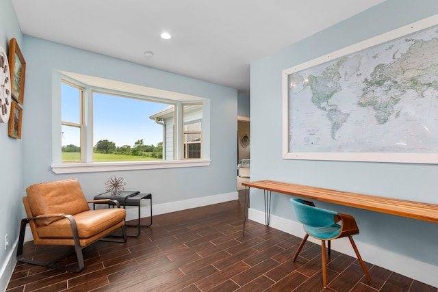 office area with dark wood-type flooring