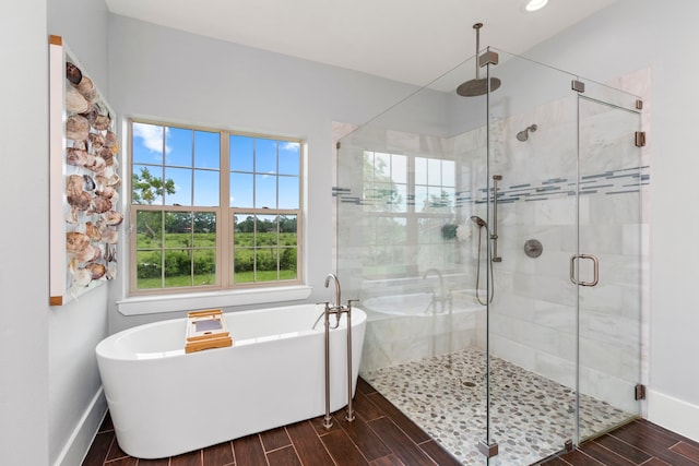 bathroom with independent shower and bath