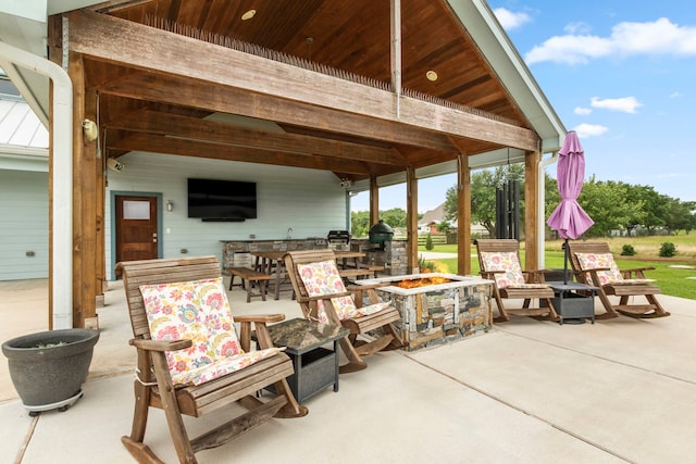 view of patio / terrace with exterior kitchen