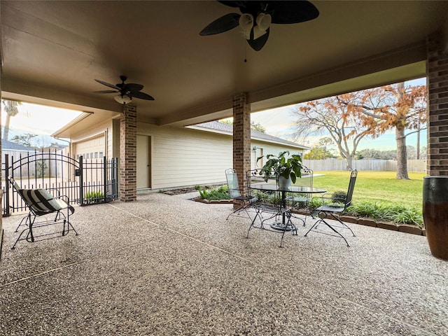 view of patio / terrace featuring ceiling fan