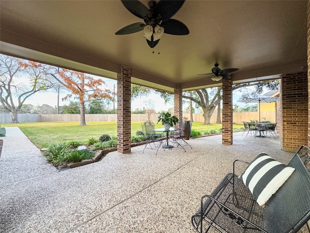 view of patio with ceiling fan