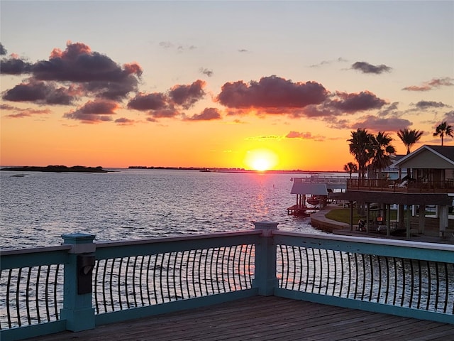 view of dock featuring a water view