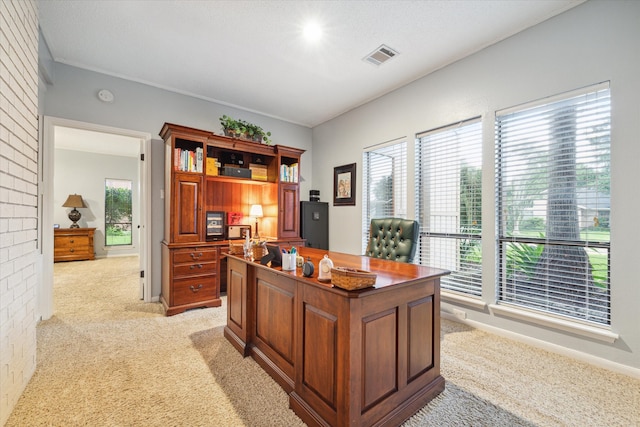 view of carpeted office space