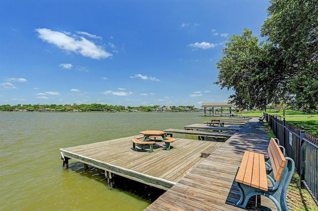 view of dock featuring a water view