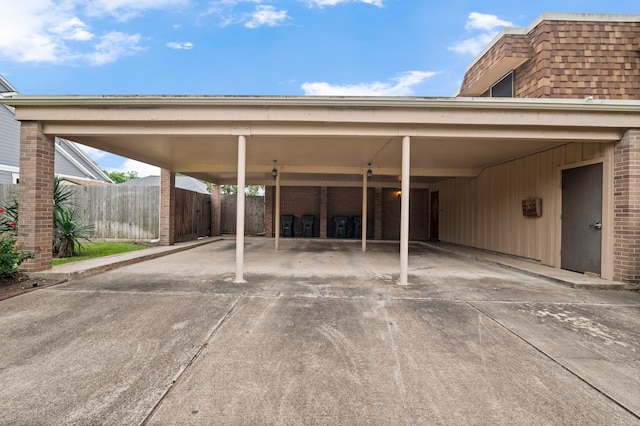 view of parking with a carport