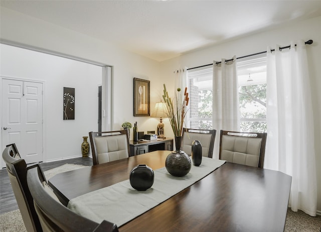 dining space featuring wood finished floors
