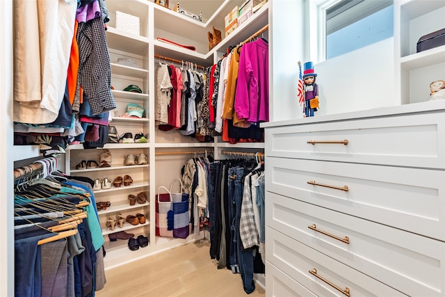 walk in closet featuring wood finished floors