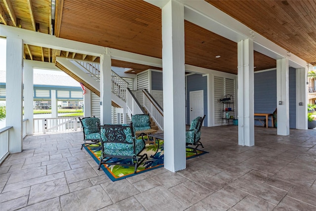 view of patio featuring stairs