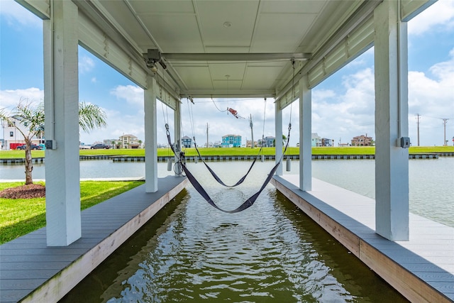 view of dock featuring a water view