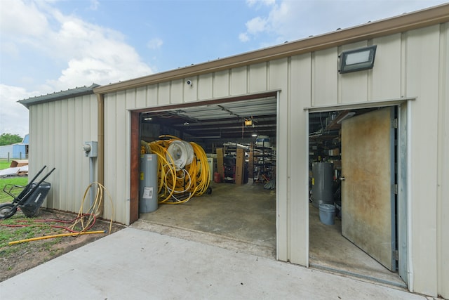 garage with water heater