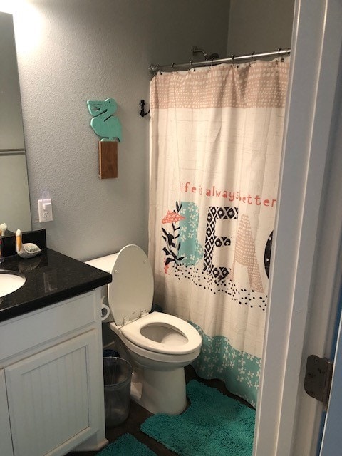 bathroom featuring vanity and toilet