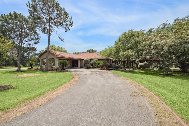 view of front of home featuring a front yard