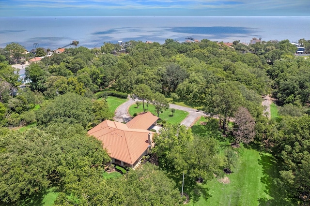 bird's eye view featuring a water view