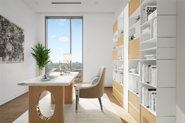 office space featuring light hardwood / wood-style floors