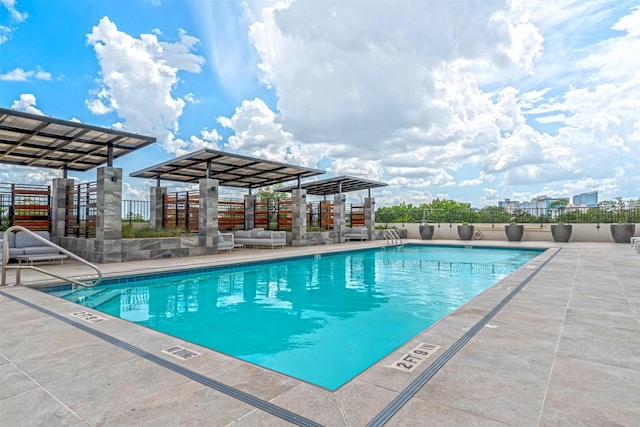 view of pool featuring a patio area