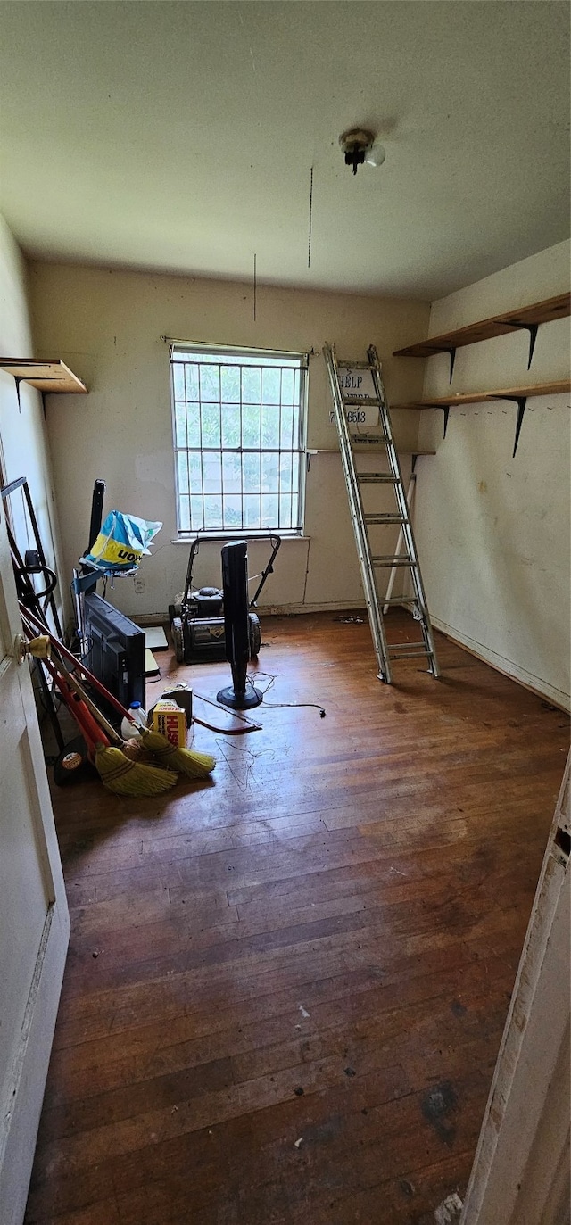 interior space with hardwood / wood-style floors