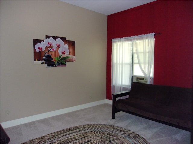 sitting room with carpet flooring