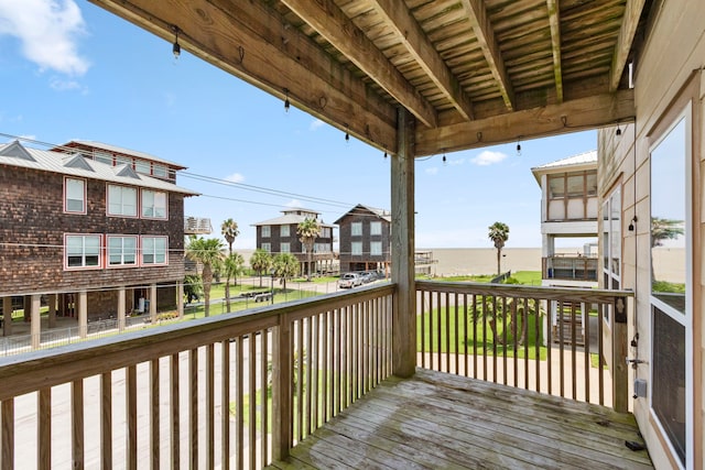 deck featuring a water view