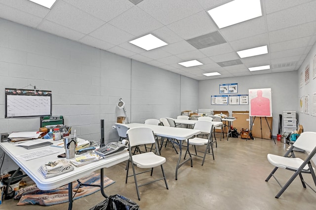 home office featuring a drop ceiling