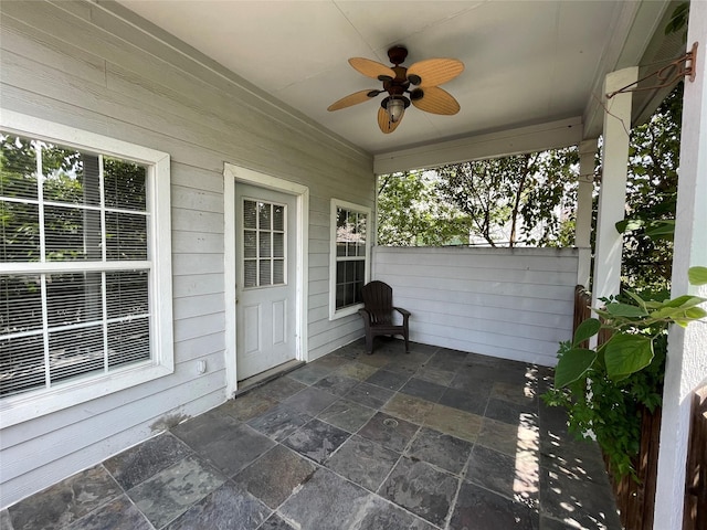 view of patio / terrace with ceiling fan