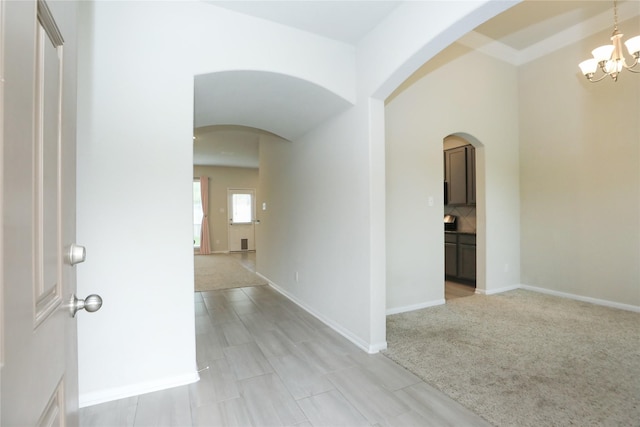 interior space with an inviting chandelier