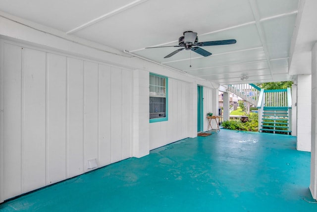 view of patio with ceiling fan