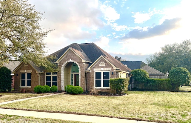 view of front of home with a front yard