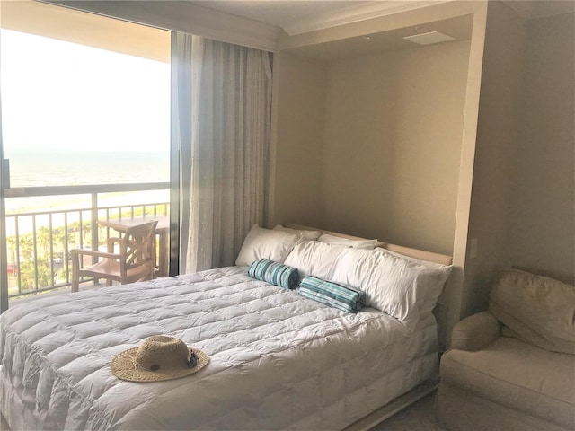 bedroom with a water view