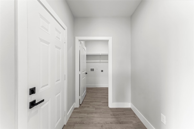 corridor featuring light hardwood / wood-style floors