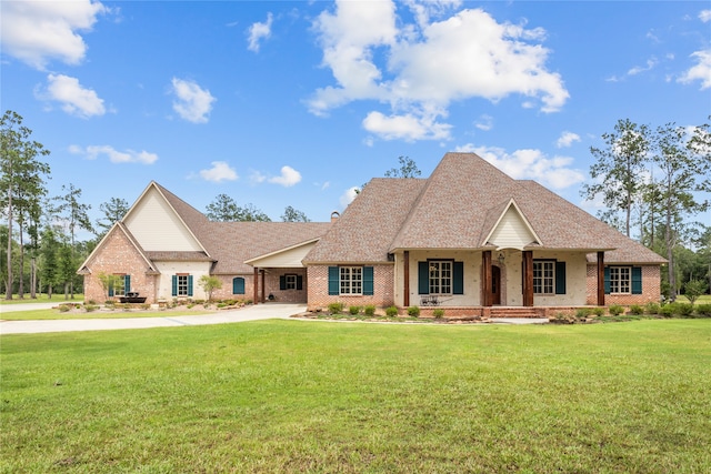 view of front of home featuring a front yard