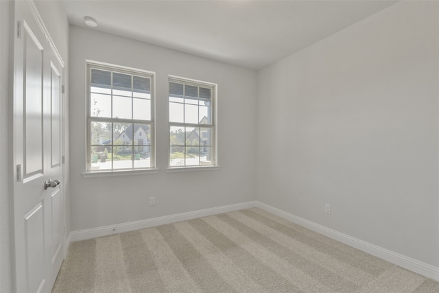 spare room featuring light carpet