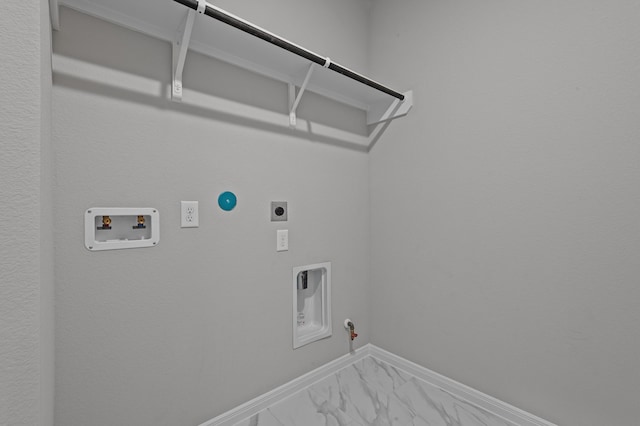 laundry area with washer hookup, hookup for a gas dryer, and electric dryer hookup