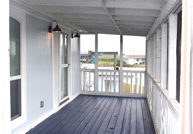 view of unfurnished sunroom