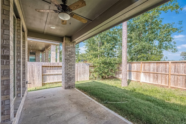 view of patio / terrace featuring ceiling fan