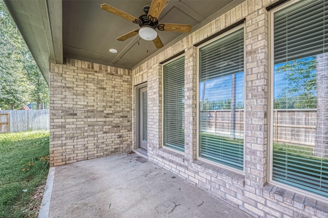 view of patio with ceiling fan