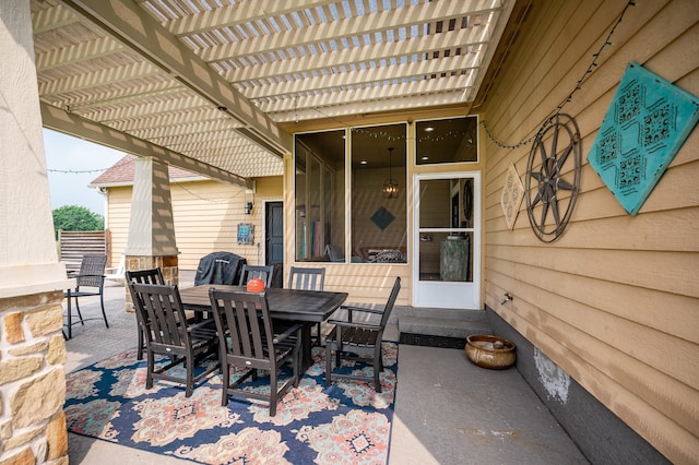 view of patio with a pergola