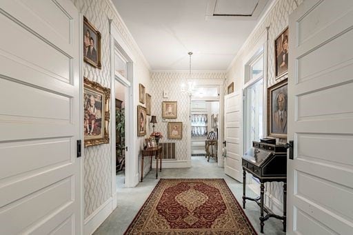 interior space featuring crown molding