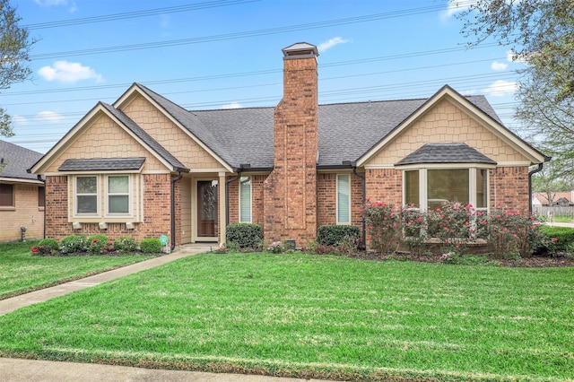 view of front of property with a front lawn