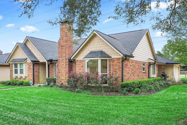 view of front of property featuring a front lawn