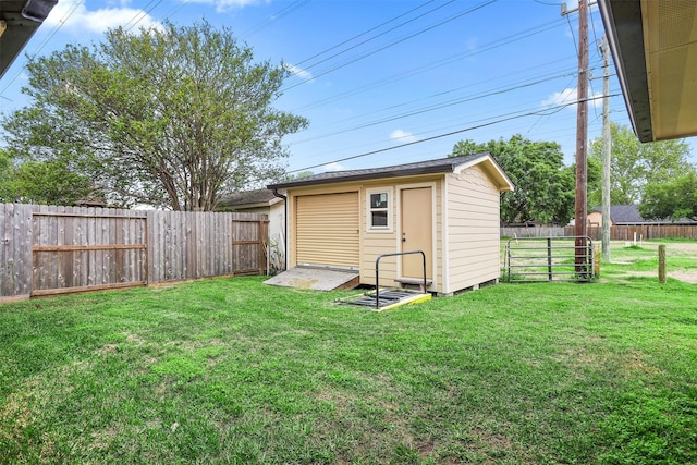 view of outdoor structure with a yard