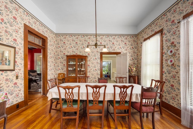 dining area featuring wood-type flooring