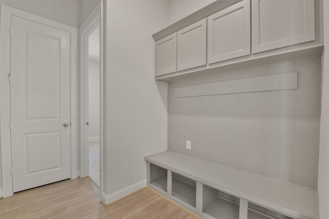 mudroom with light wood-type flooring