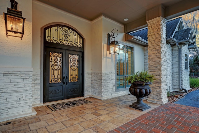 property entrance with french doors