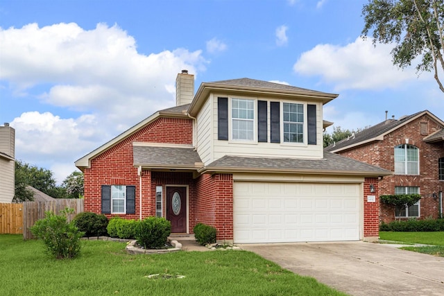 front of property with a garage and a front yard