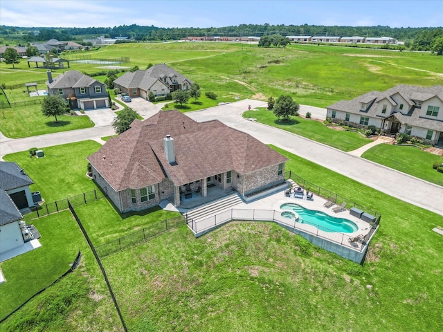 bird's eye view with a residential view