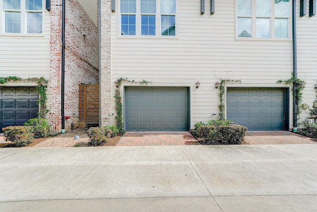 exterior space with a garage