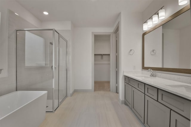 13318 Pine Lake Bnd, Tomball, TX 77375 - bathroom featuring plus walk in shower and vanity