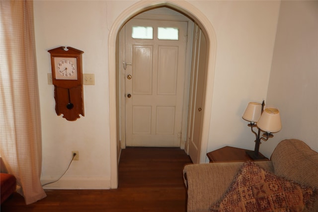 entrance foyer featuring dark wood-type flooring